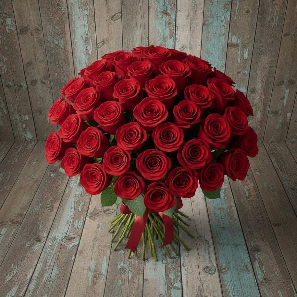 Букет 55 Красных роз Фридом в Приозерске