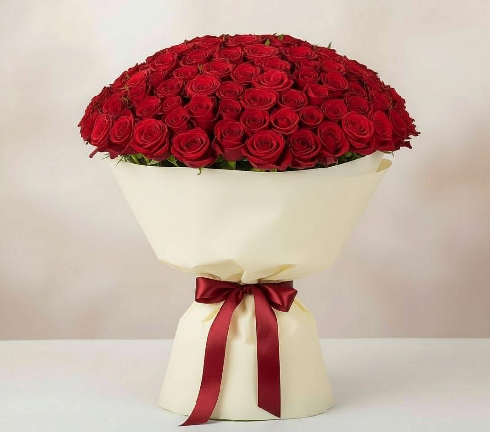 Букет 101 Красная роза Милано в Приозерске