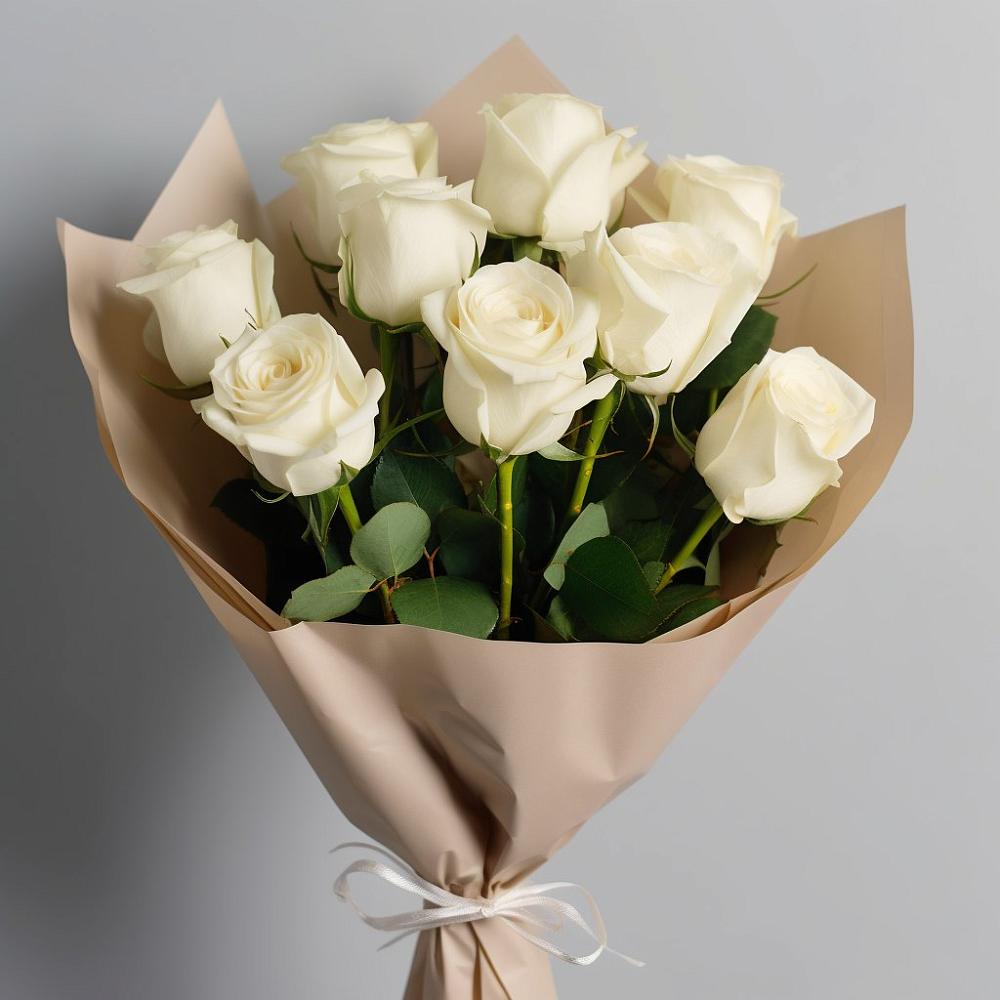 Букет 9 Белых роз Эдлесс Лав в Приозерске