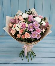 Букет цветов из:  Хризантемы, Розы и Альстромерии #REPLACE_PRED# Приозерске